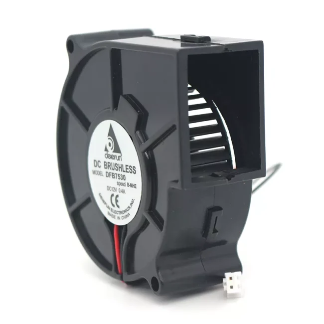 Delefun DFB7530 12V DC blower fan 75x75x30mm 0.4A 2P for cooling systems